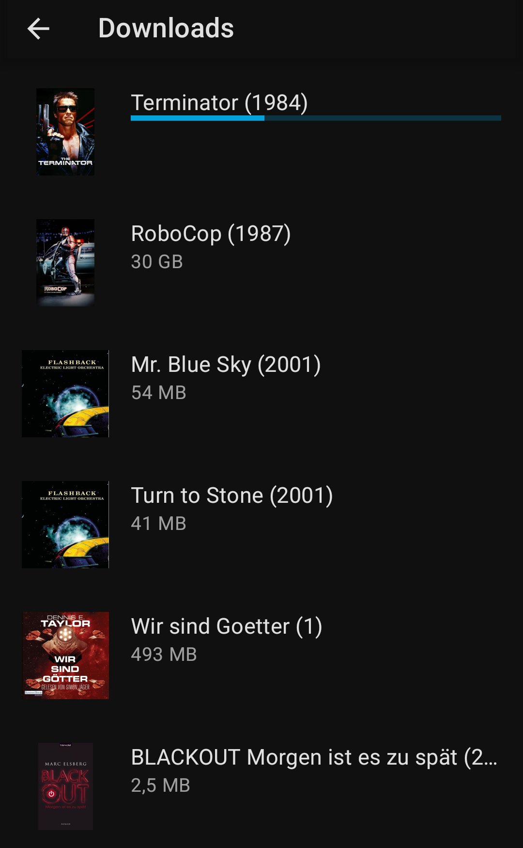 Screenshot of the redesigned downloads screen