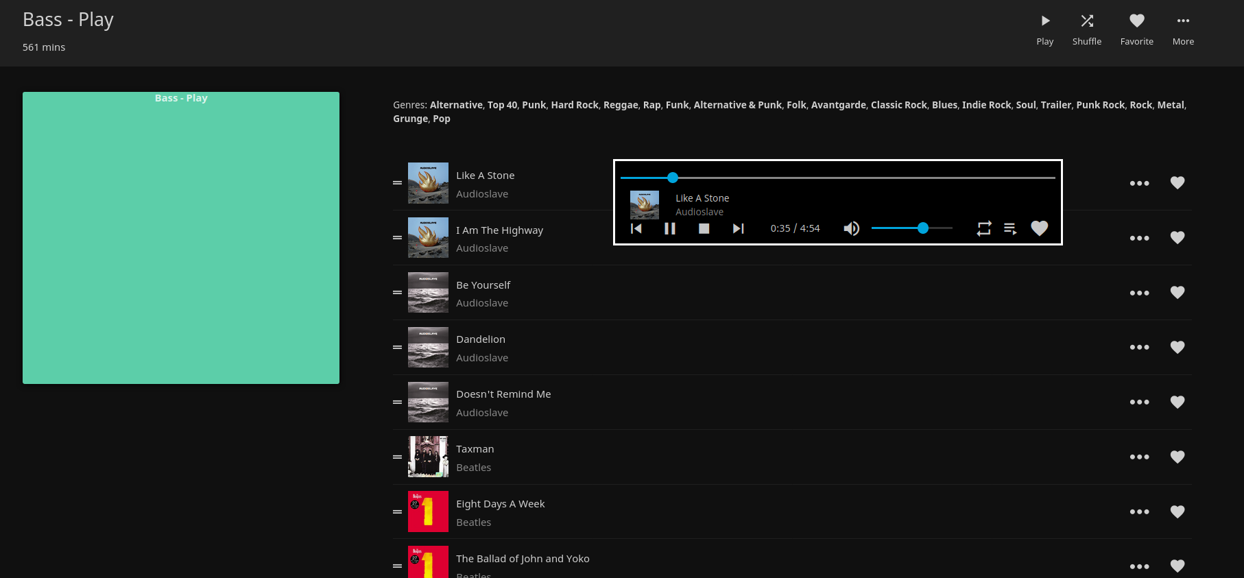 Screenshot of the floating &quot;Now Playing&quot; controls